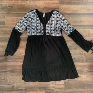Black Dress with white Embroidery